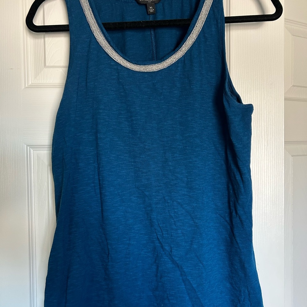 Banana Republic Teal Tank Top with Silver Bead Trim